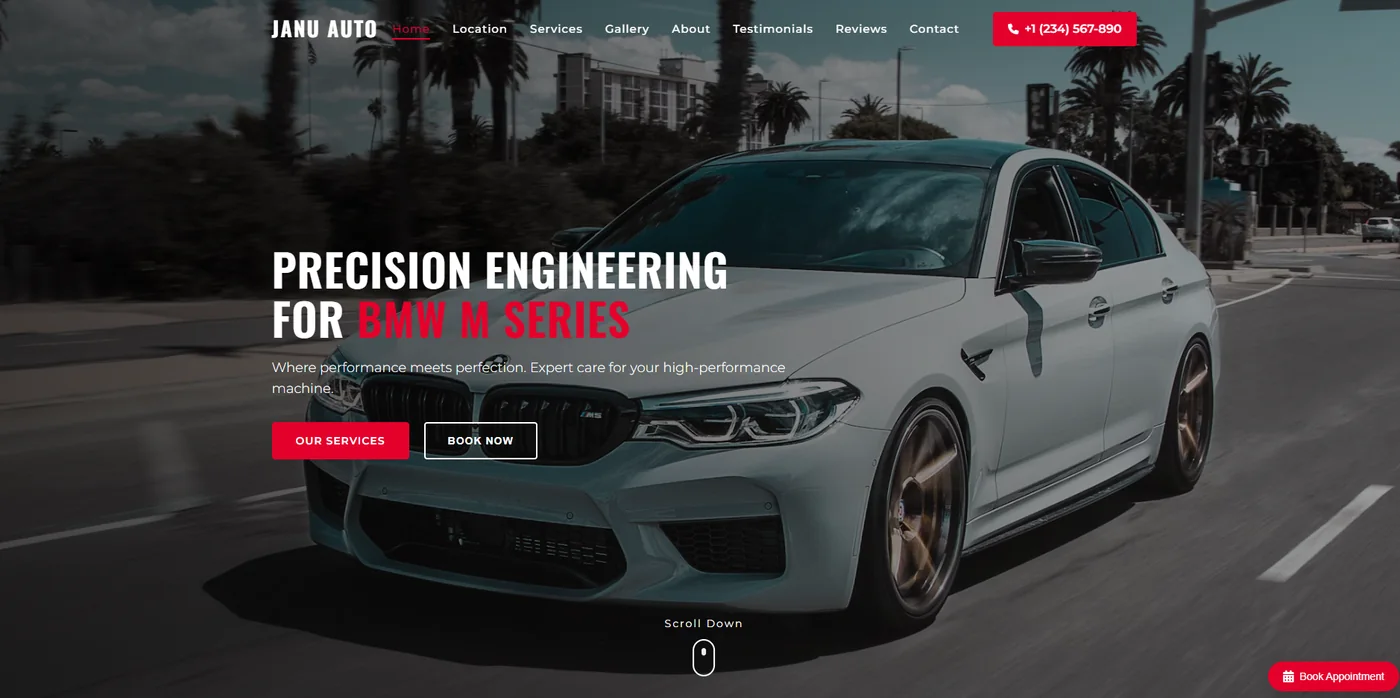 Janu Auto Garage service website